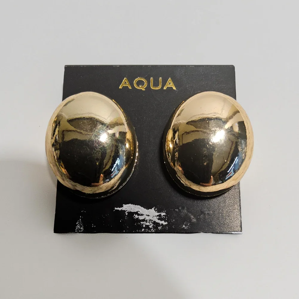 Aqua GoldTone Earrings with white accents